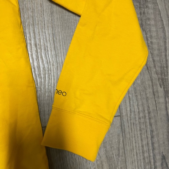 NWOT Adidas Neo Yellow A varsity patch 3 stripe crewneck sweatshirt - Picture 8 of 10